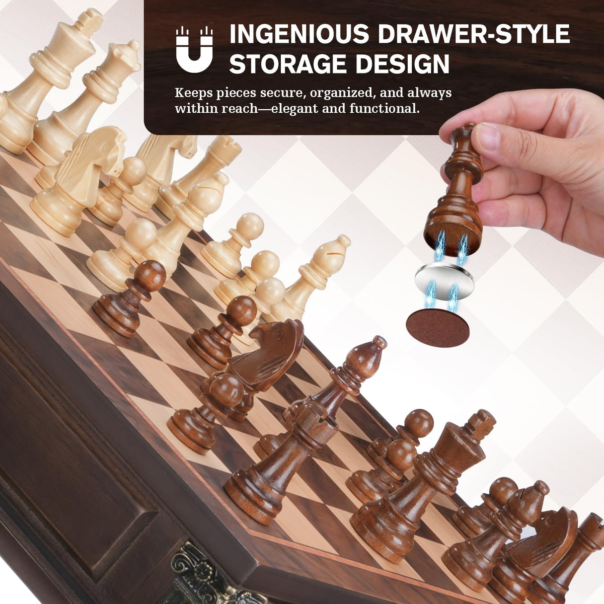 Peradix magnetic stability keeps pieces in place on the go