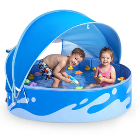 Peradix paddling pool with canopy overview offering shade and ready-to-use setup.