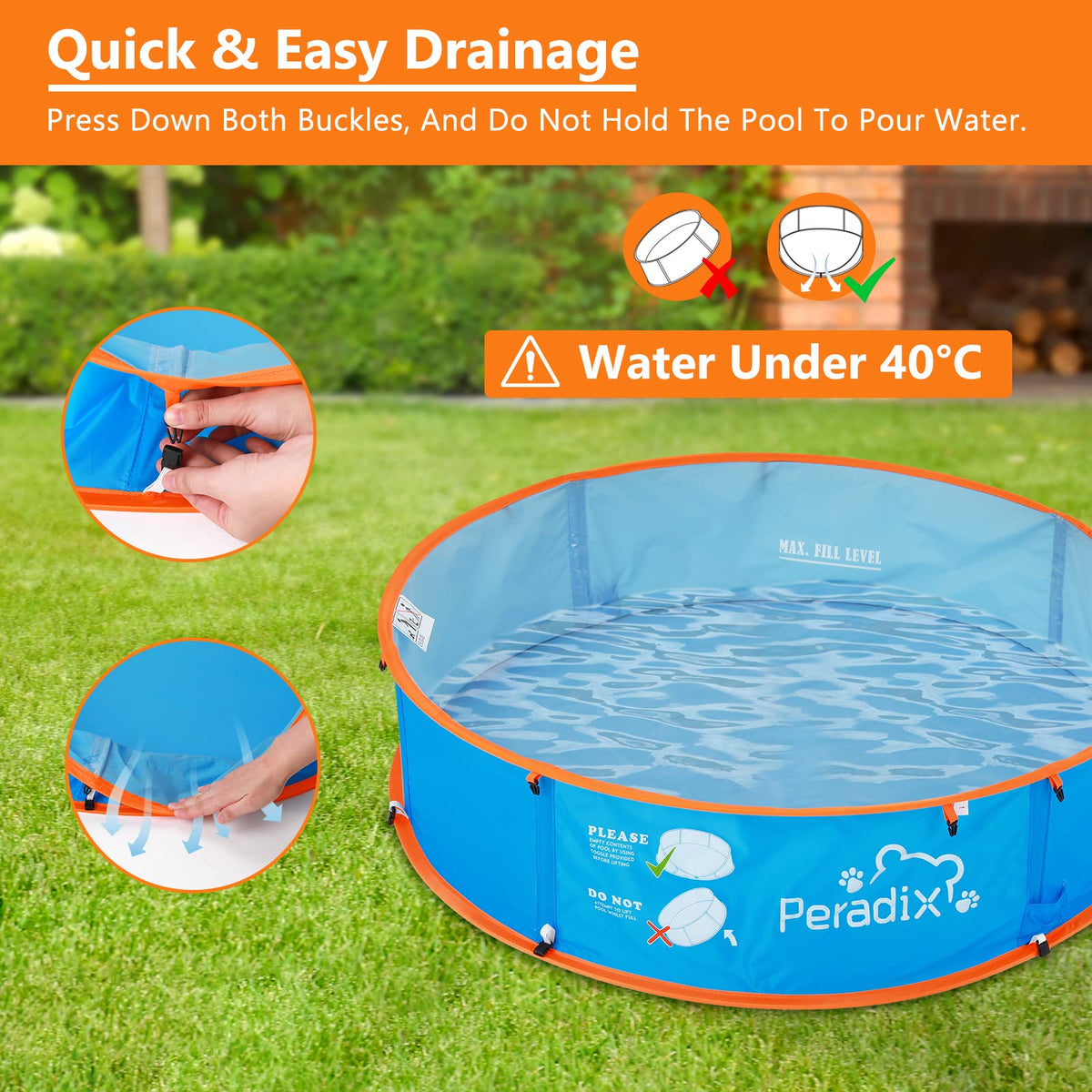 Peradix paddling pool tent folds into a compact carry bag