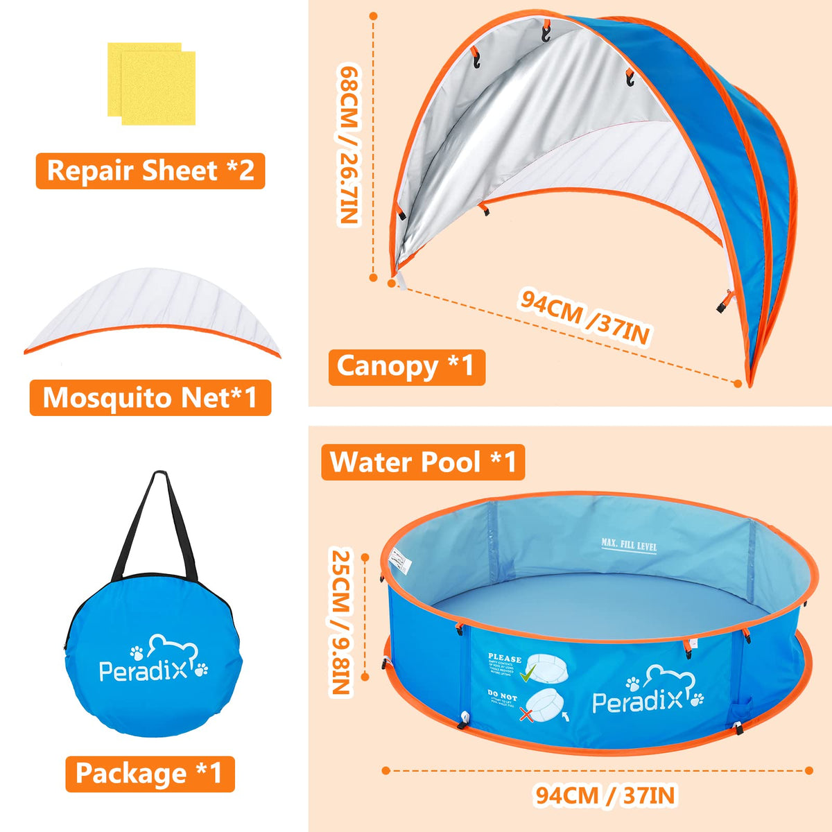 Peradix paddling pool tent suitable for indoor use as a play space