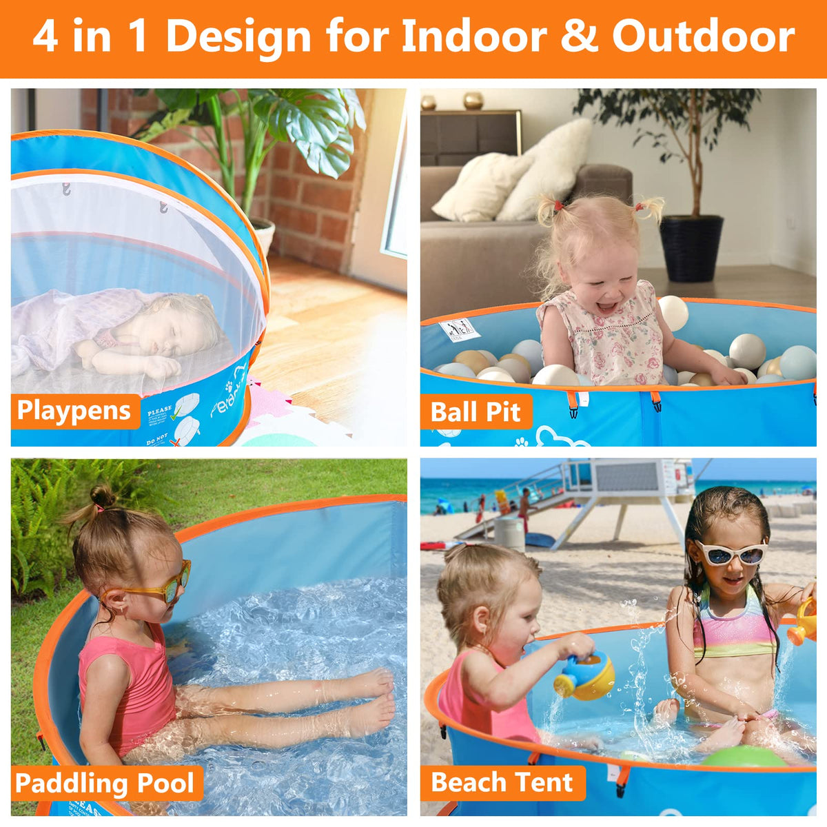Peradix paddling pool tent with detachable mosquito net for insect control
