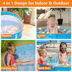 Peradix paddling pool tent with detachable mosquito net for insect control