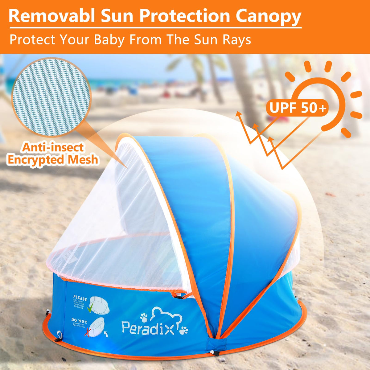 Peradix paddling pool tent sun canopy providing shade on sunny days