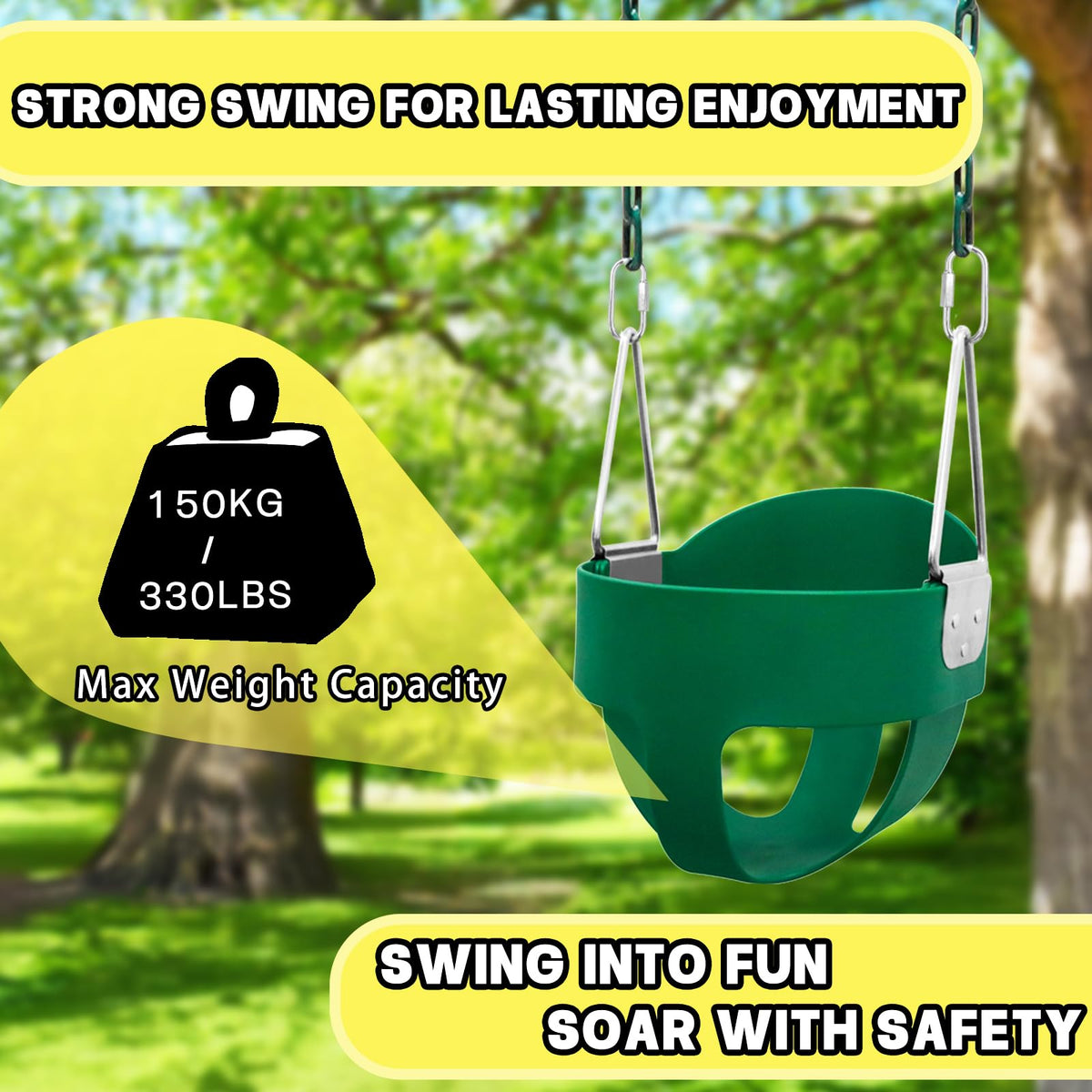 Perantlb heavy swing seat supports older kids for versatile use.