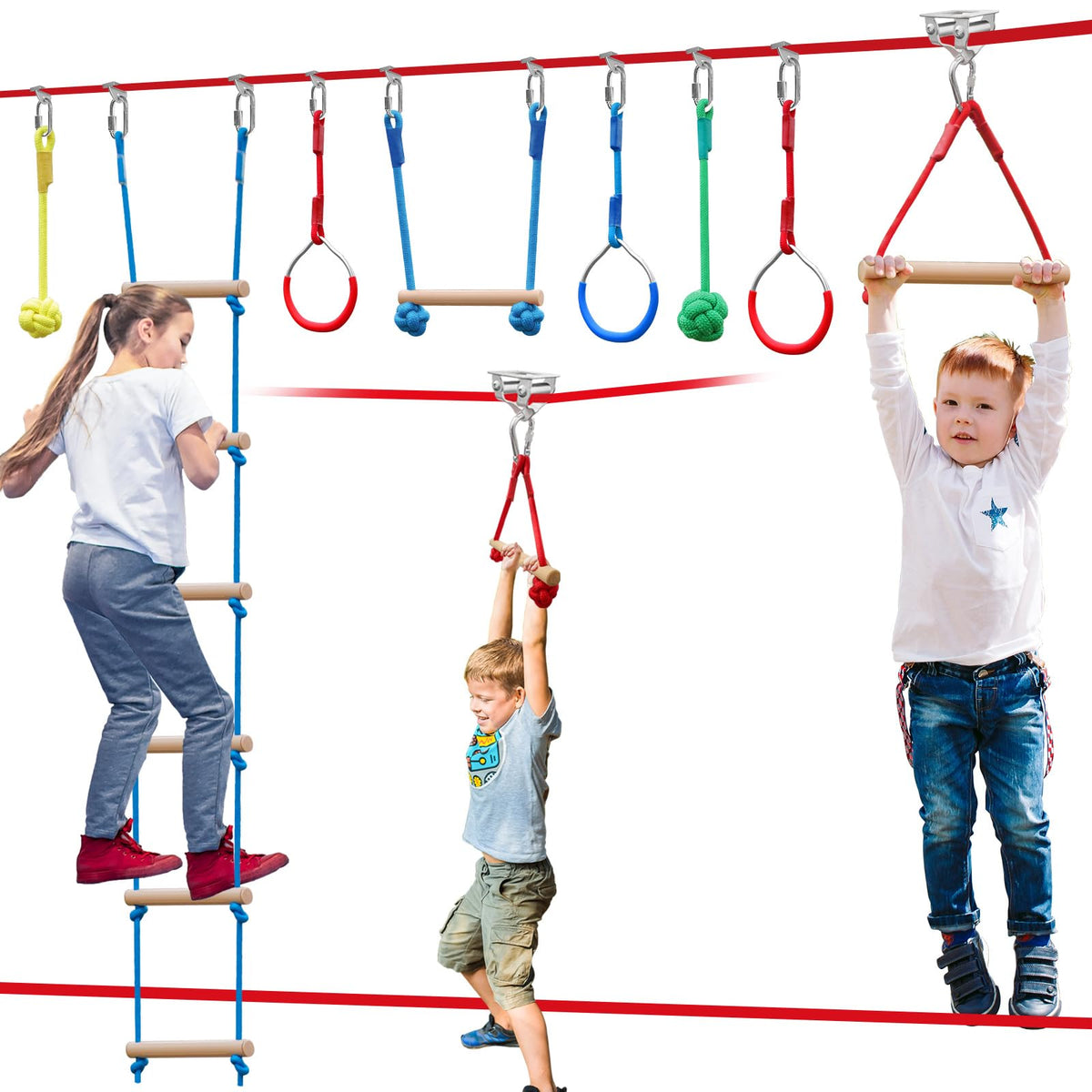 Perantlb Ninja Slackline 60ft setup for backyard balance and active play