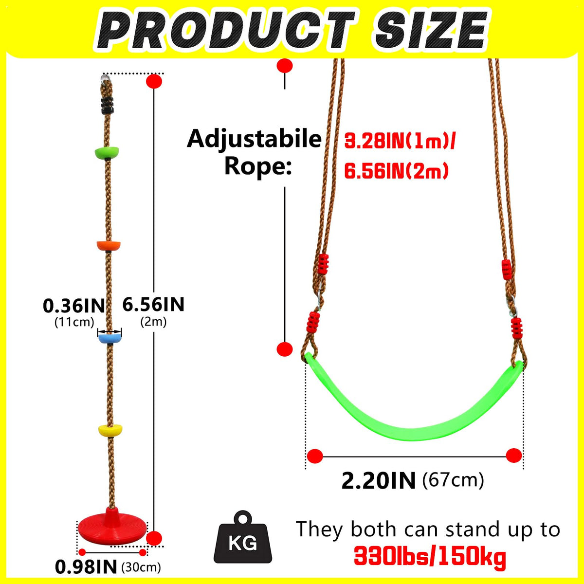 Perantlb red disc swing seat with sturdy design for kids