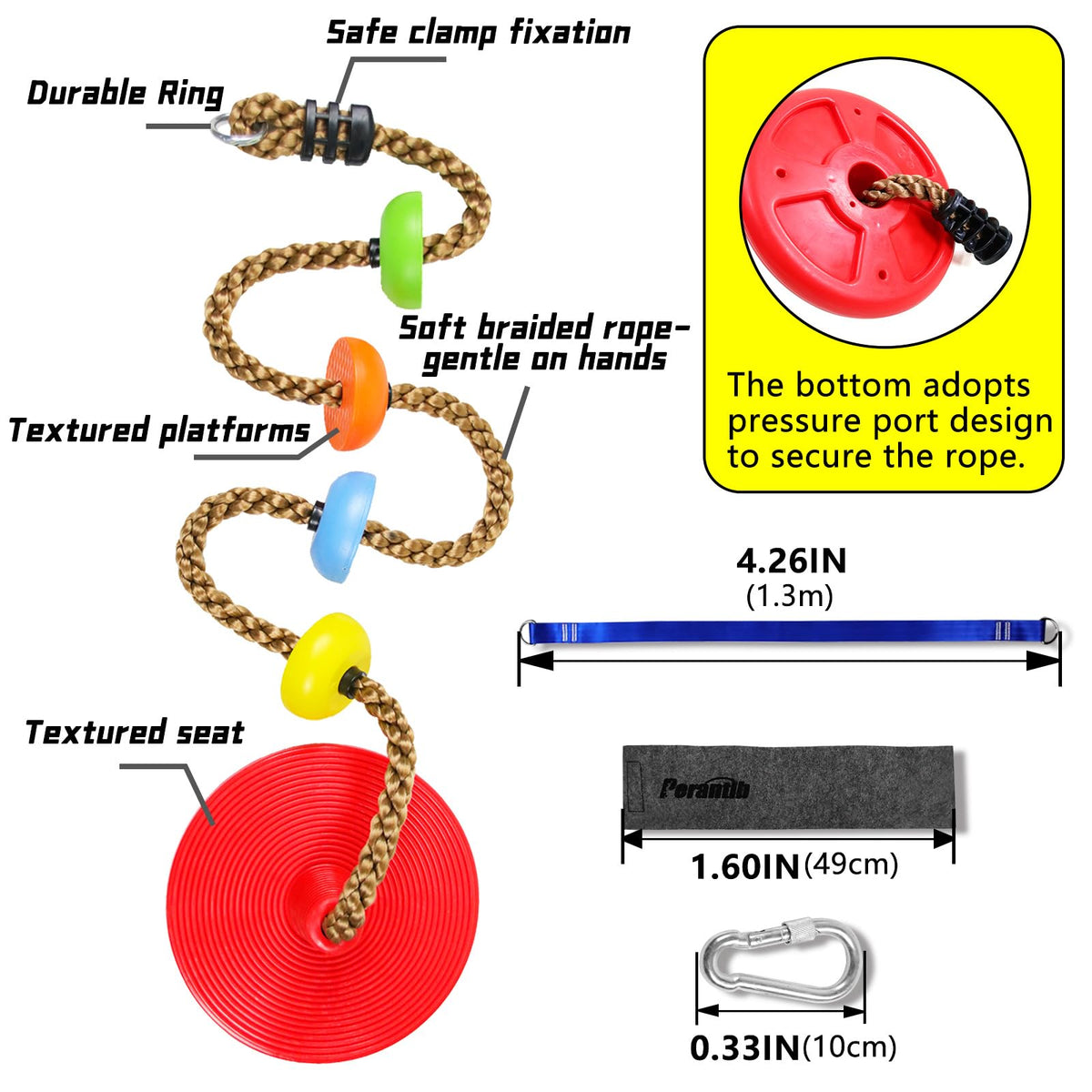 Perantlb 4ft tree strap included for flexible height adjustment