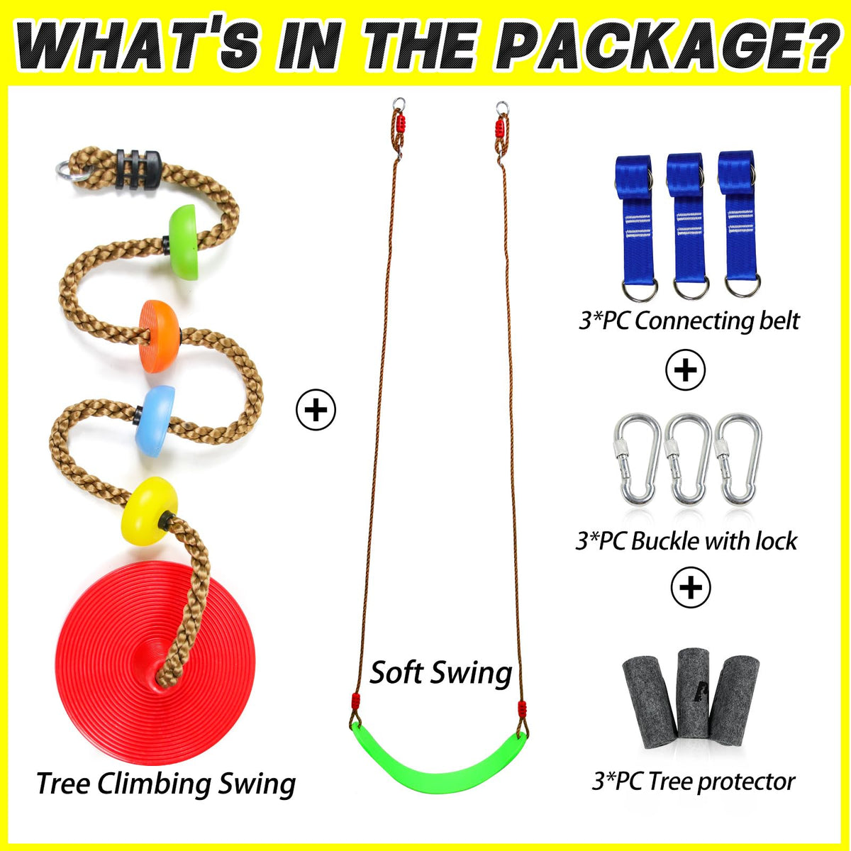 Perantlb two-pack multicolor rope swing seats ready for outdoor fun