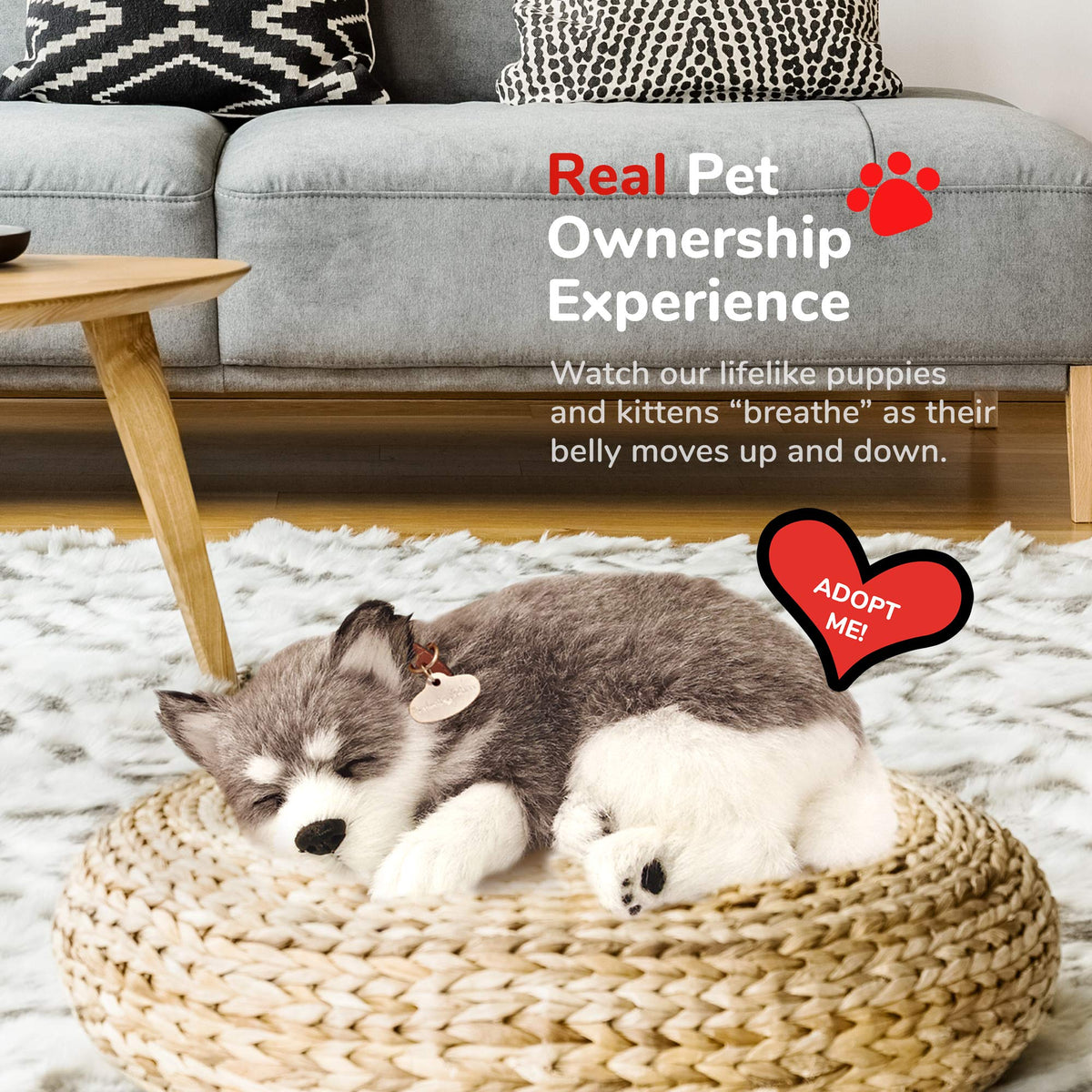 Perfect Petzzz Alaskan Husky no allergens through synthetic fur for allergy-conscious homes.