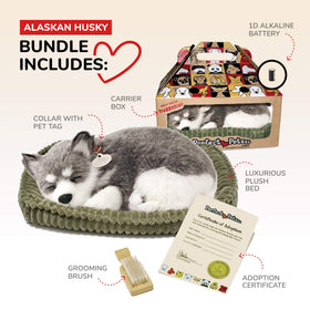 Perfect Petzzz Alaskan Husky synthetic fur texture offers soft, allergy-free companionship.