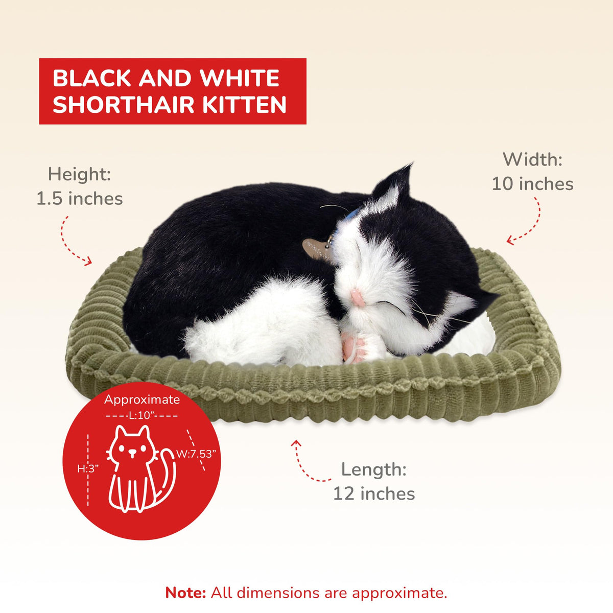 Perfect Petzzz kitten life-size model offers authentic size without real-pet commitments.