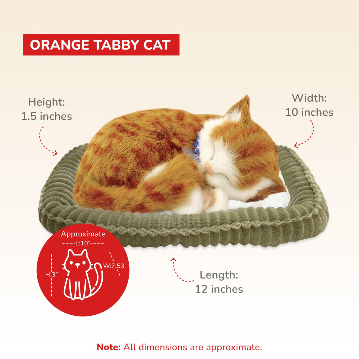 Perfect Petzzz Orange Tabby Cat ten-inch size for desk use