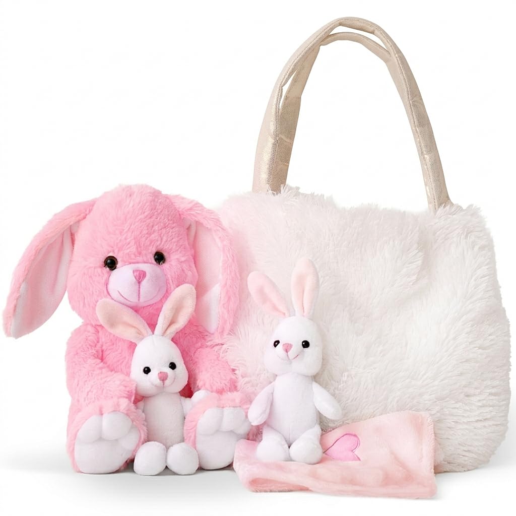 Perfectto Design mommy pink bunny plush close-up for cozy Easter cuddles