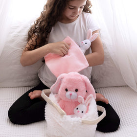 Perfectto Design XL white furry purse for storage and pretend play