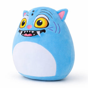 Periyholev blue tiger plush body highlighting ultra-soft fabric for hugs.