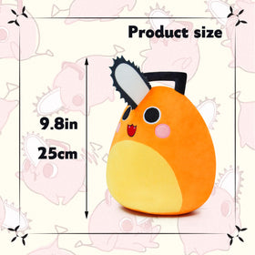 Close-up of Periyholev orange saw-puppy plush handle; easy carry on the go.