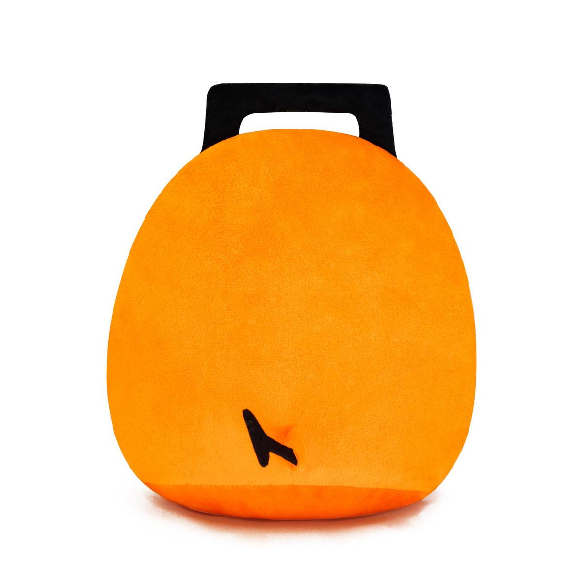 Periyholev orange saw-puppy plush displayed as a bedroom decor accent.