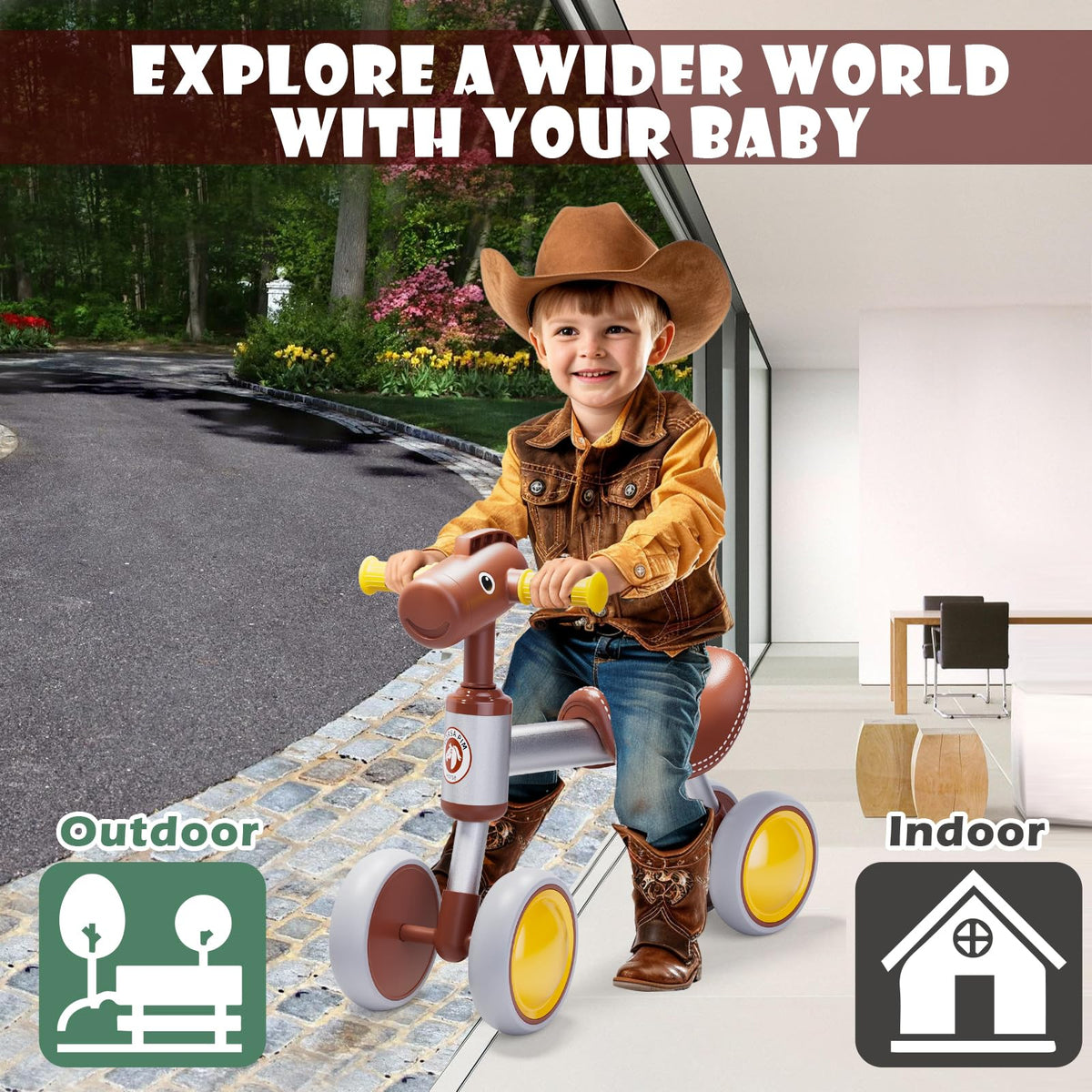 PerKidern four-wheel stability for indoor and outdoor play