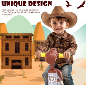 PerKidern balance bike side view shows stable four-wheel setup for toddlers