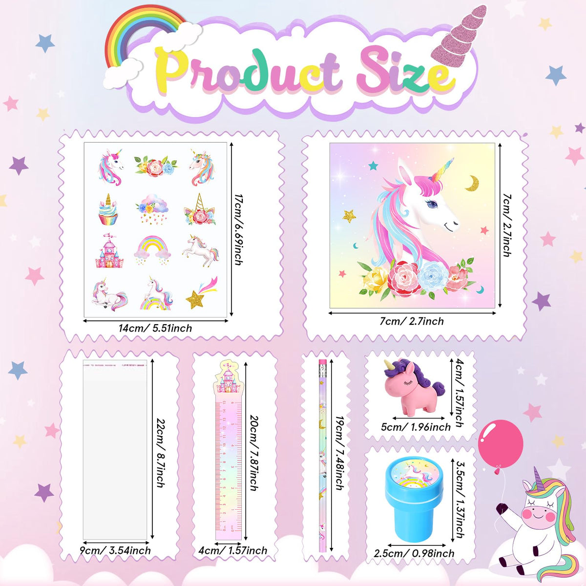 PerKoop unicorn stickers decorate goody bags and crafts beautifully.