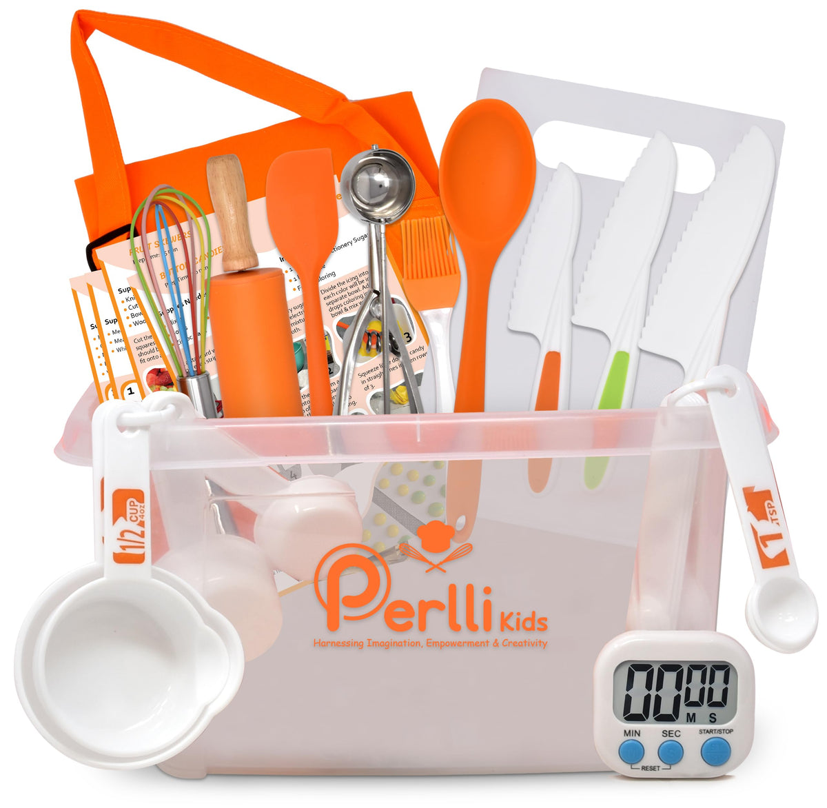 PERLLI Kids Real Cooking Set case keeps tools organized for easy cleanup and play