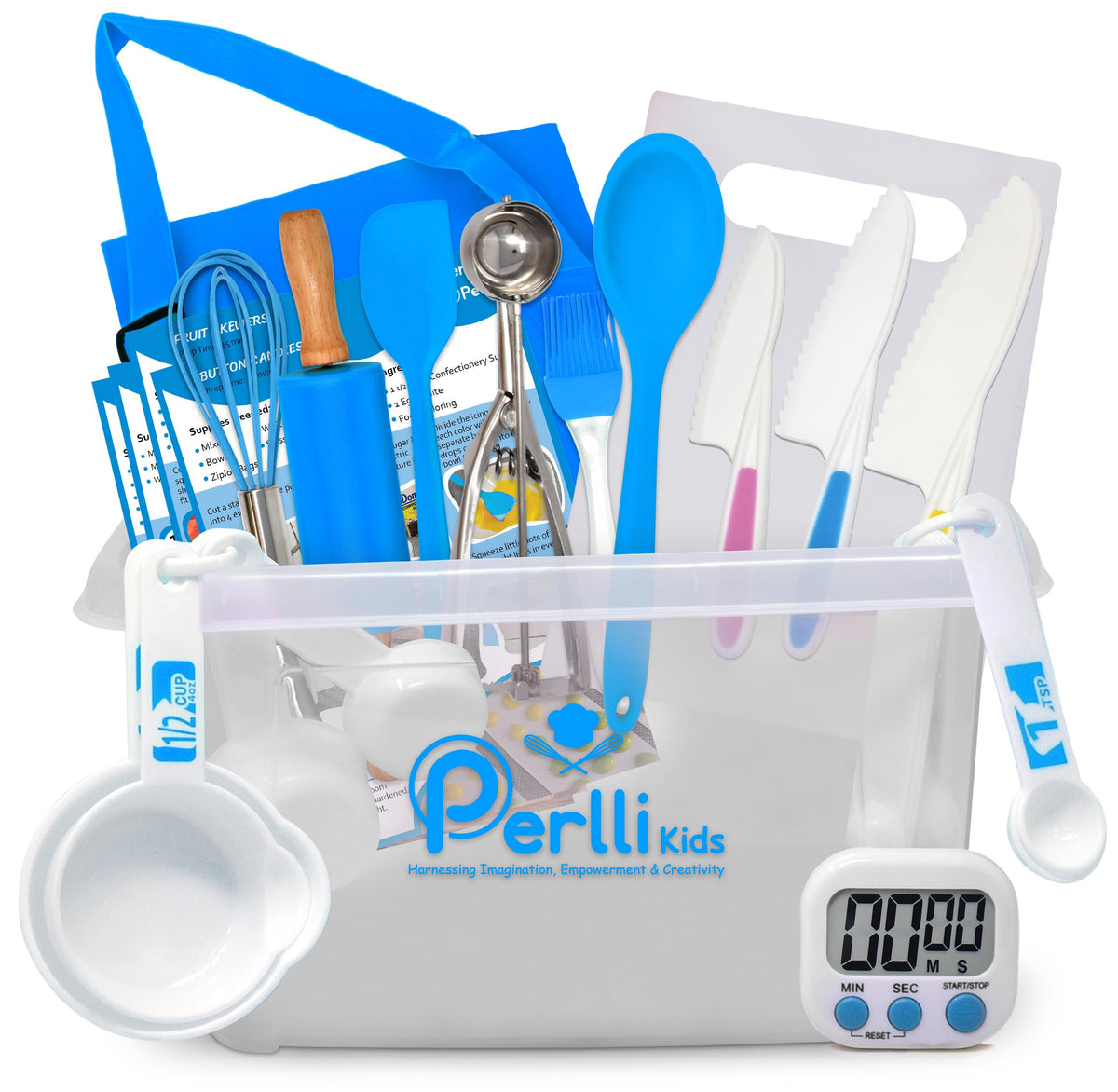 PERLLI kids real cooking set case – durable storage for organized play and easy cleanup
