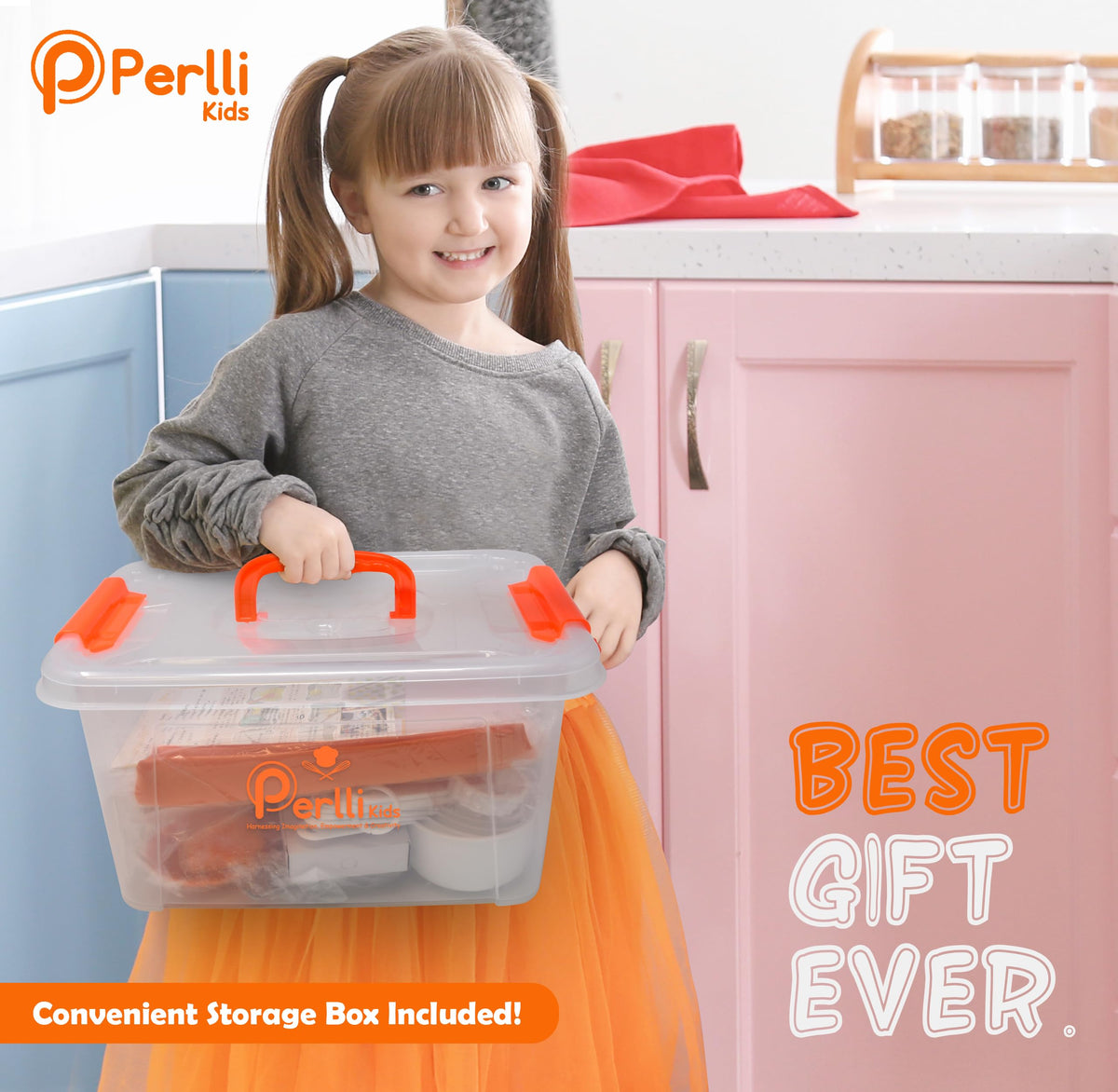 PERLLI Kids Real Cooking Set kid-apron adds pretend chef confidence