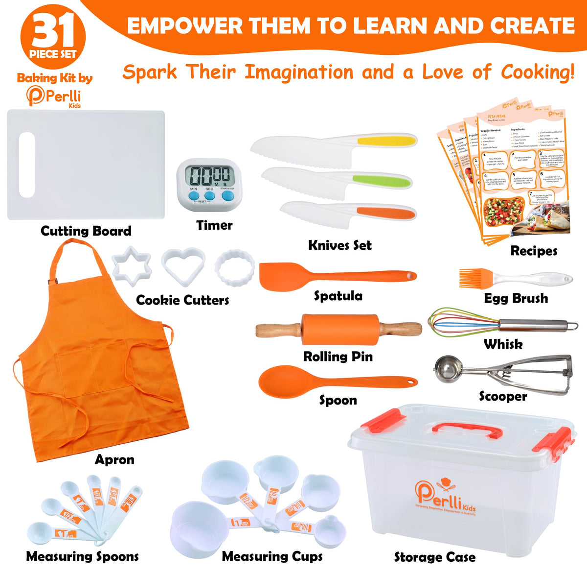 PERLLI Kids Real Cooking Set utensils help little chefs practice safe food preparation