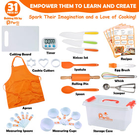 PERLLI Kids Real Cooking Set utensils help little chefs practice safe food preparation