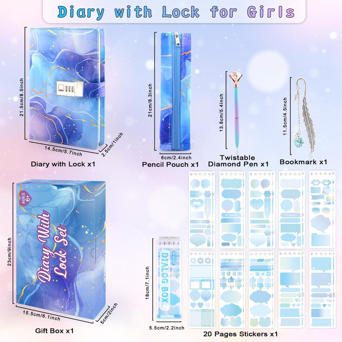Perpetily diary with lock, password setup guide for a 3-digit code.