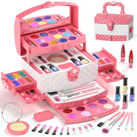 PERRYHOME 56-piece makeup set with Frozen theme, safe and washable for creative play.