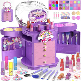 PERRYHOME 63-piece makeup set front view with safe, washable colors for kids