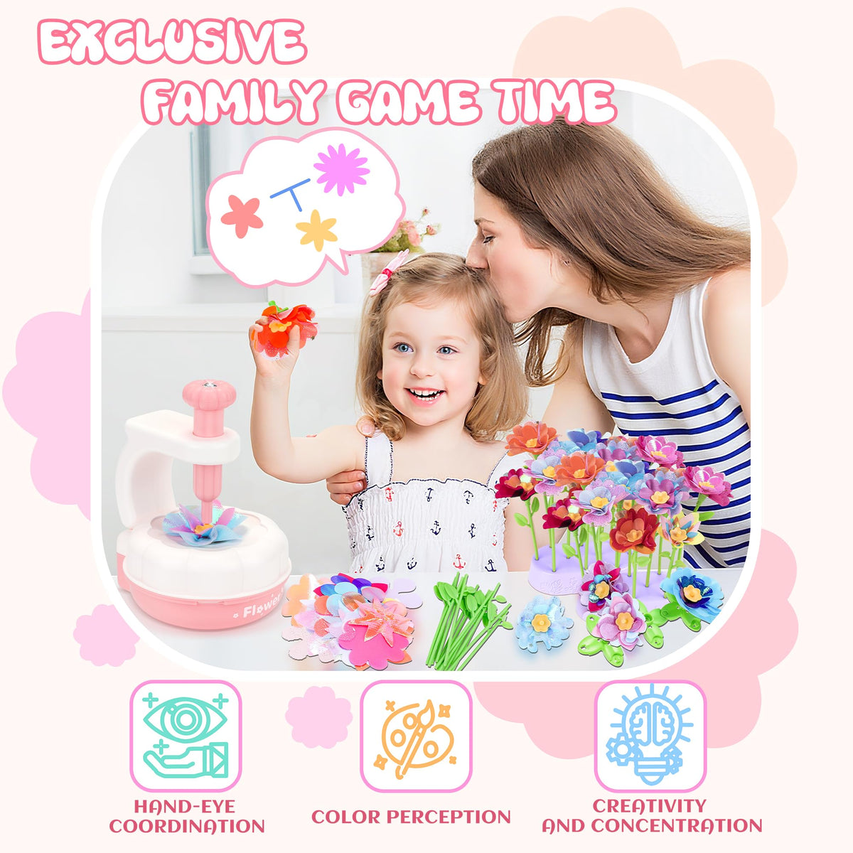 PERRYHOME DIY flower kit showing vibrant fabric petals and mix-and-match creativity.