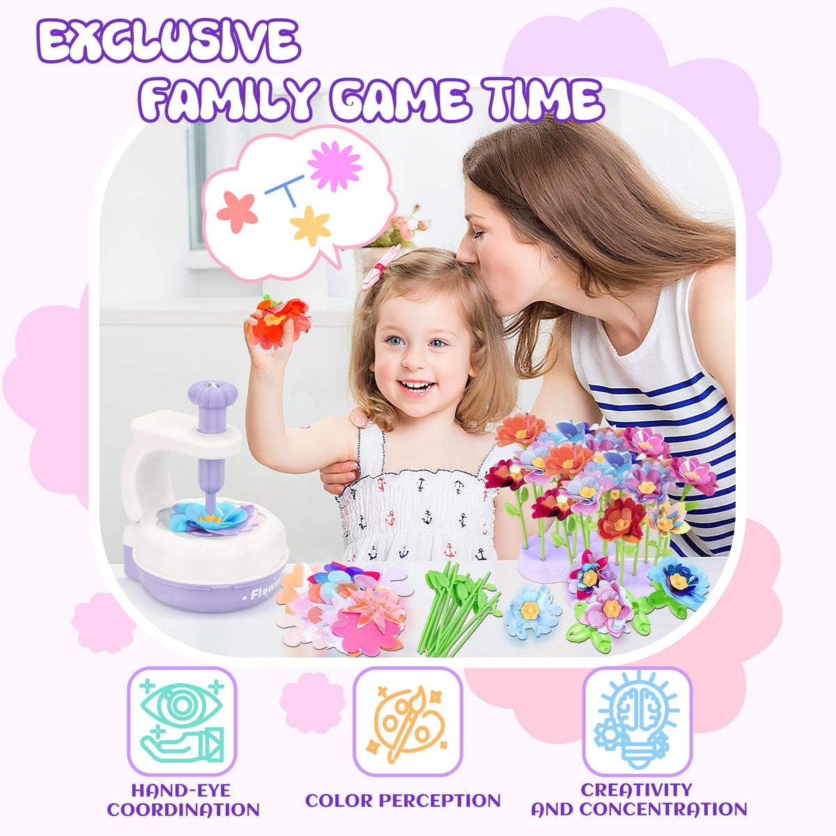 PERRYHOME DIY flower petals stems set enables colorful, customizable bouquets for kids.