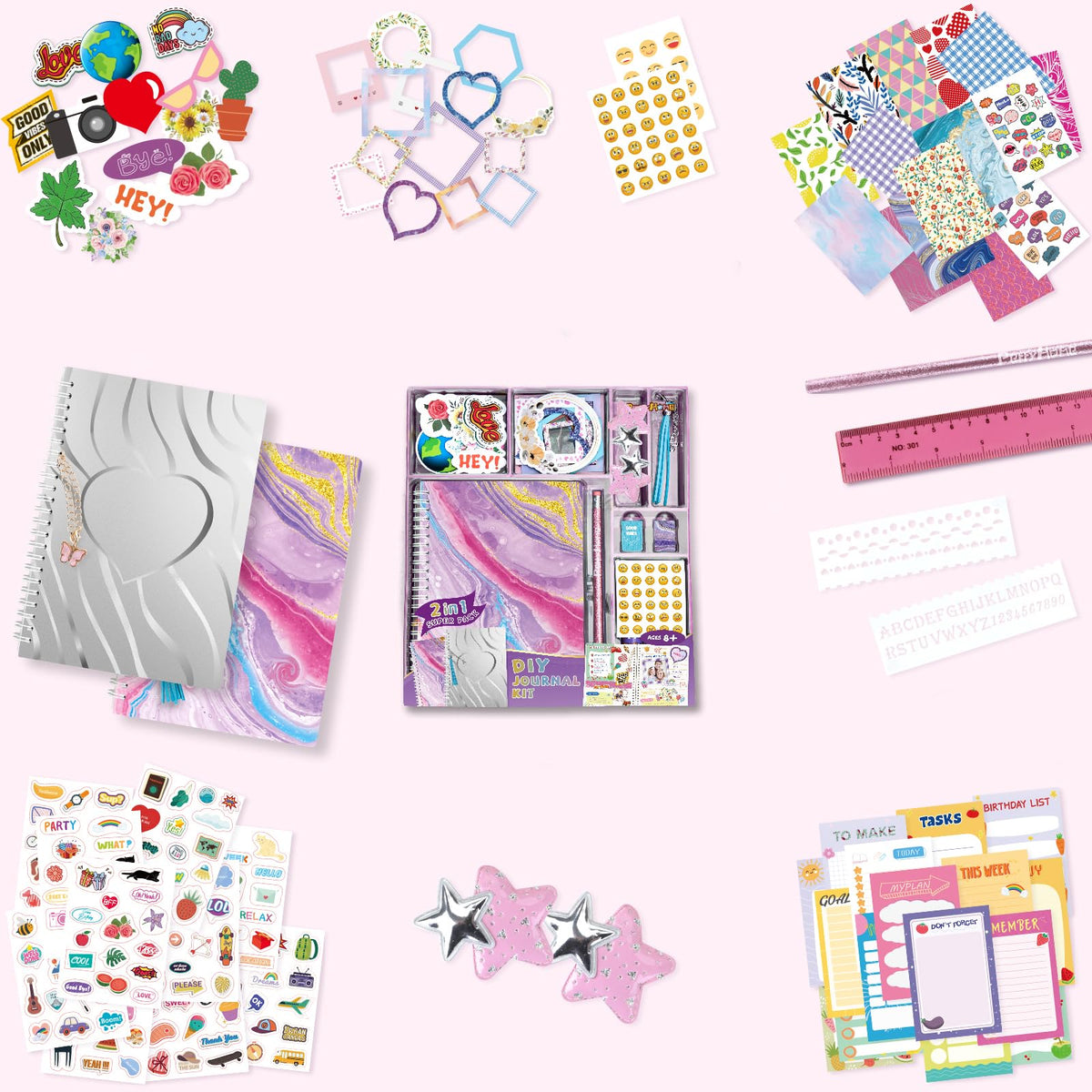 PERRYHOME DIY Journal Kit journals open, showing bleed-resistant pages for smooth writing.