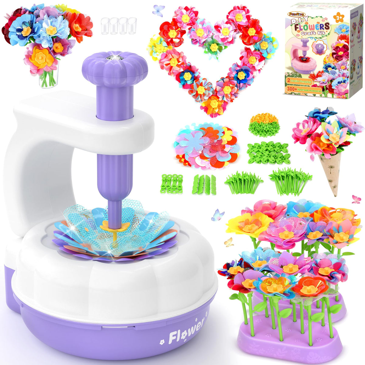 PERRYHOME fabric flower bouquet kit storage box keeps materials organized for easy crafting.