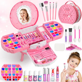 PERRYHOME kids makeup kit cosmetics box for imaginative play and tidy storage