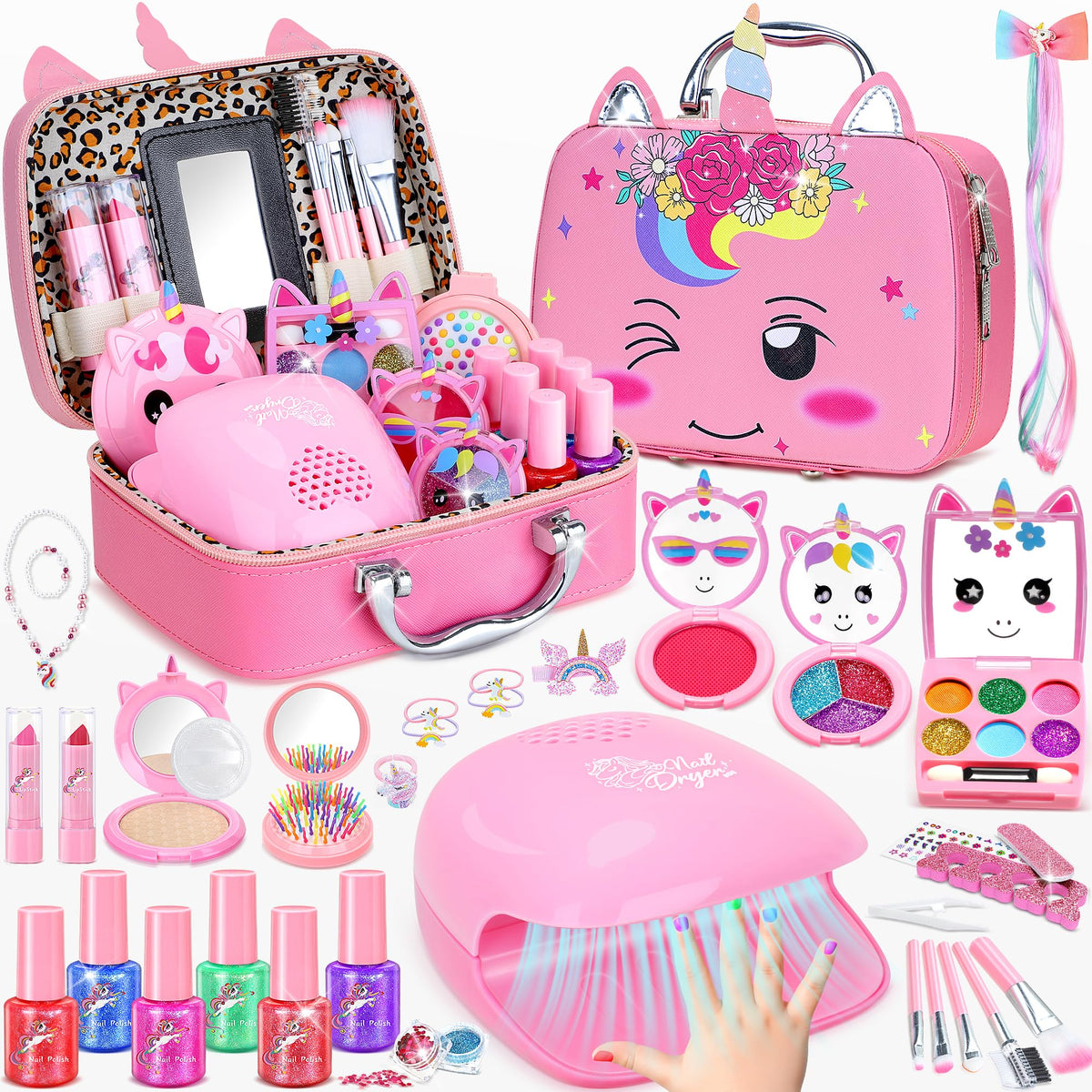 PERRYHOME kids makeup kit unicorn set for creative pretend play
