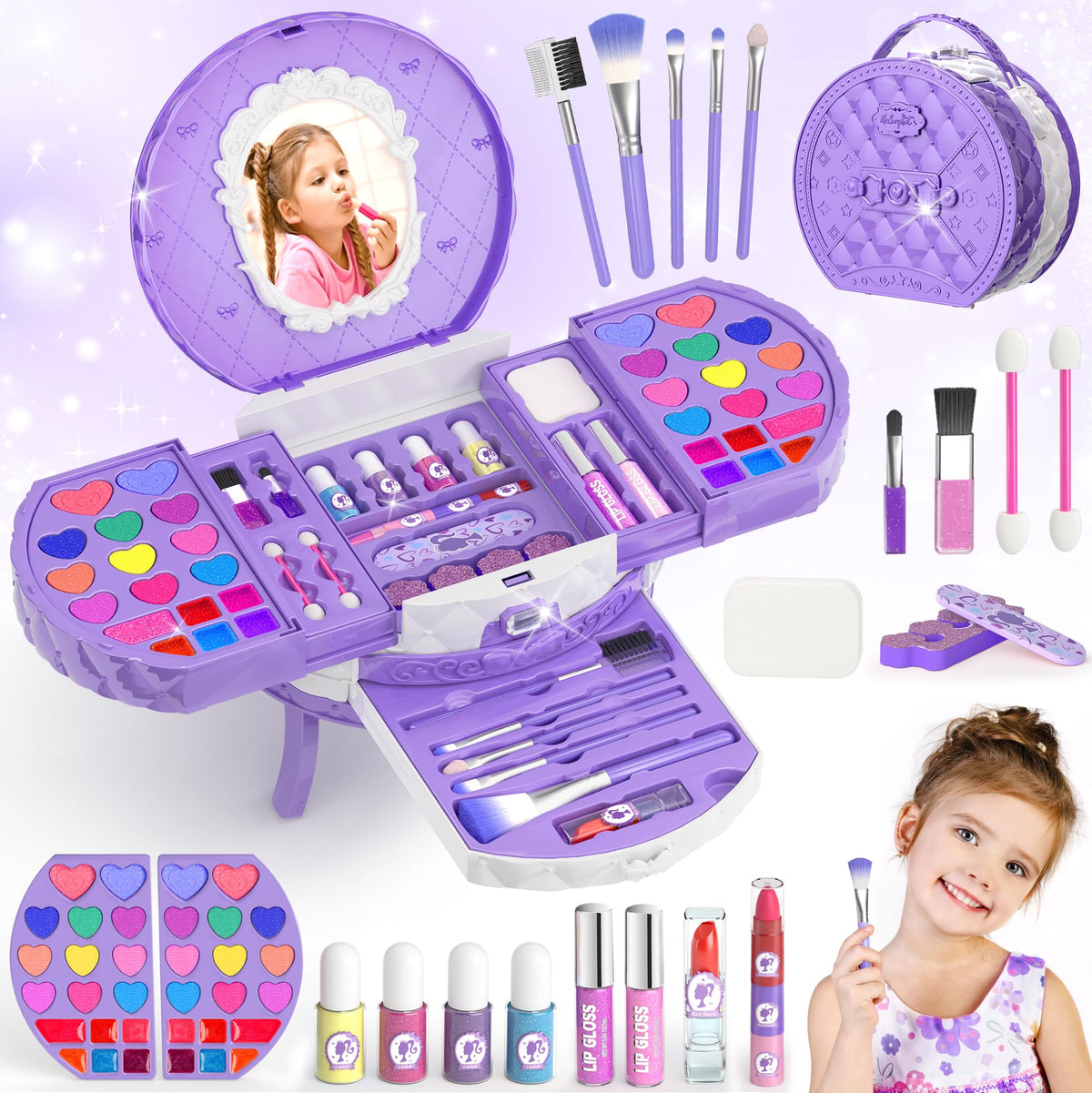 PERRYHOME kids makeup vanity dresser image highlights expandable dressing table for imaginative play.