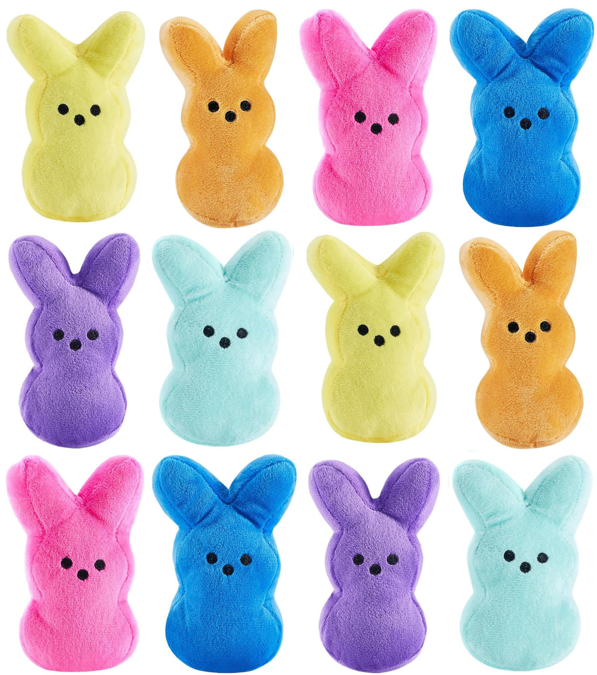 PERUKOYO 12-piece Easter bunny plush set for baskets and gifts.