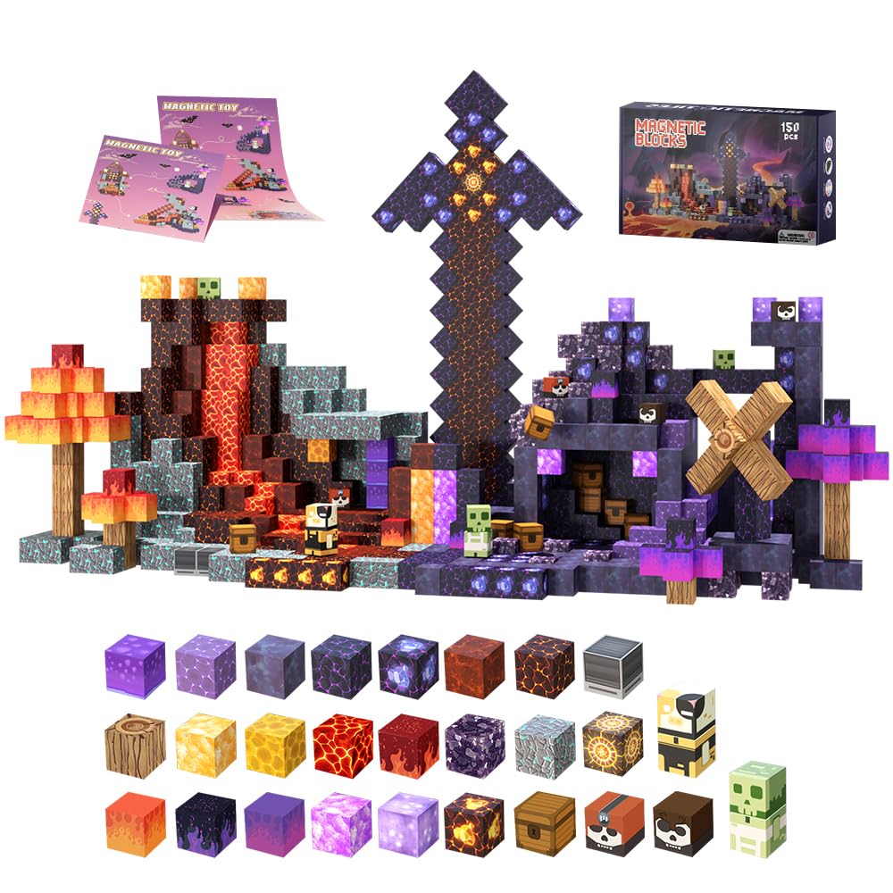 Pesyesp magnetic blocks 150-piece set for creative STEM building and imaginative play.
