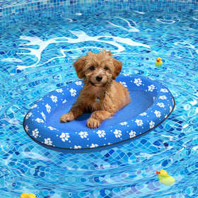Pet Soft dog float raft folded in a reusable bag for easy storage.