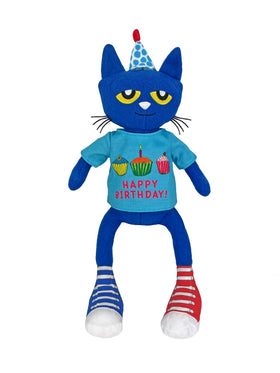 Pete the Cat Birthday Party plush, 14-inch, soft and perfect for celebrations.