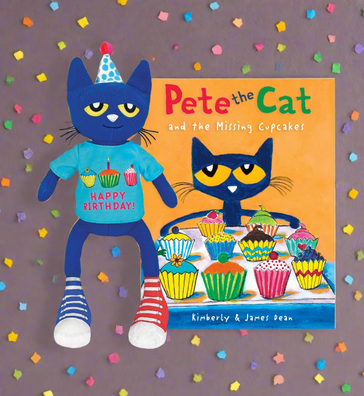 Pete the Cat Birthday Party plush with book, ideal for storytime and gifting.