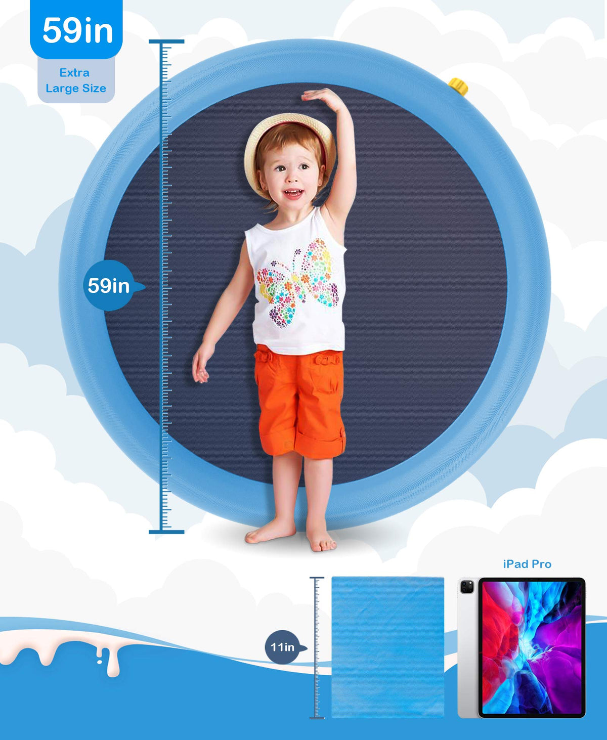 Peteast 59-inch sprinkler pad provides lively water fun for dogs.
