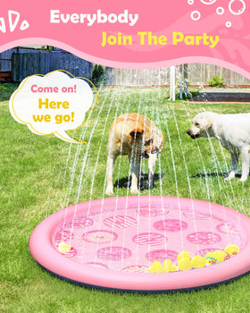 Peteast 67in donut splash pad offers a wide play area for children and dogs