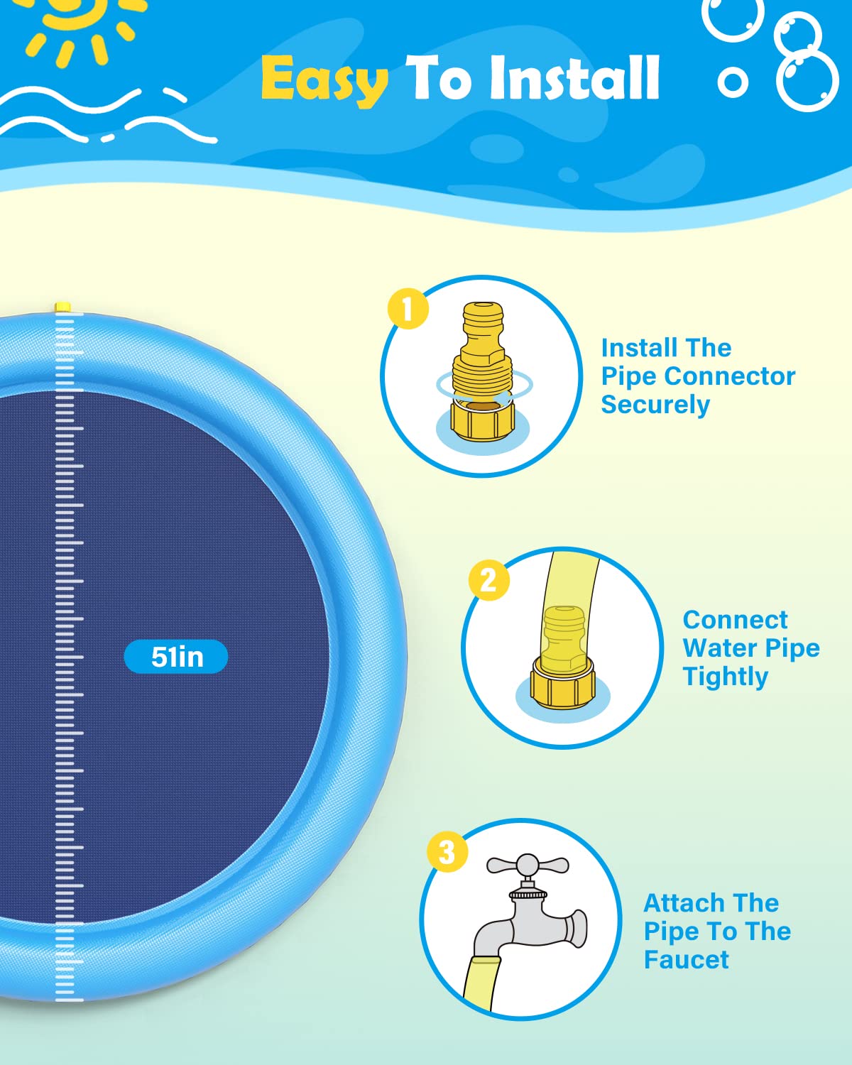 Peteast splash pad anti-slip bottom stabilizing play on grass