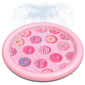 Peteast anti-slip pink donut splash pad for kids and pets, keeps play safe and cool