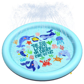 Peteast ocean-themed splash pad on grass for safe cooling and family play