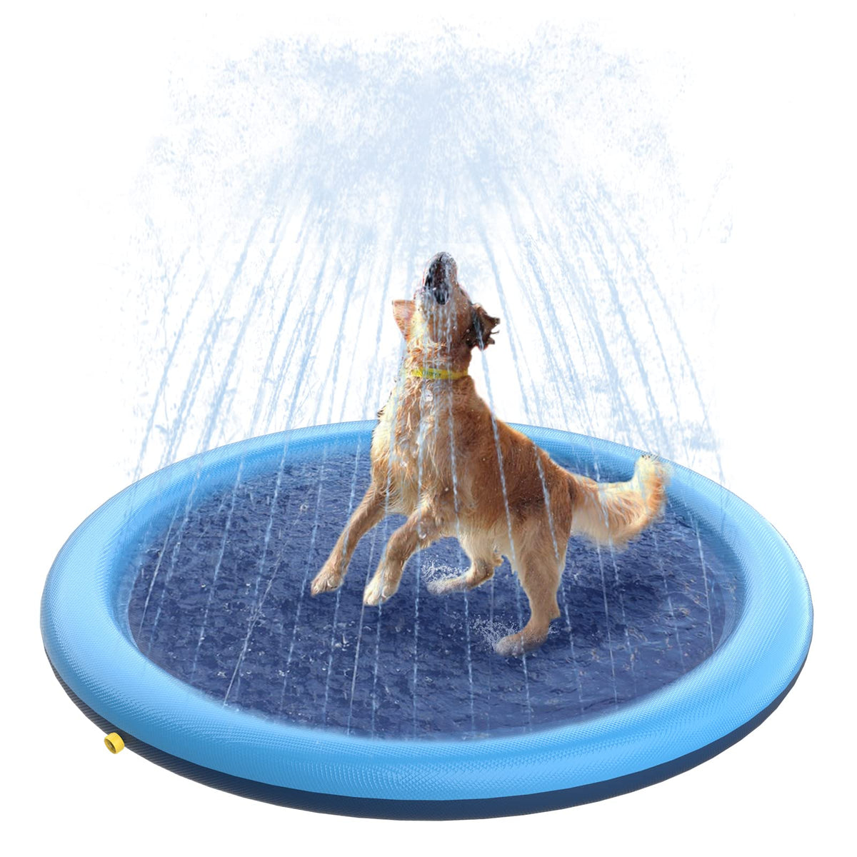 Peteast splash pad designed for dogs and kids playing in a yard, 51 inch footprint